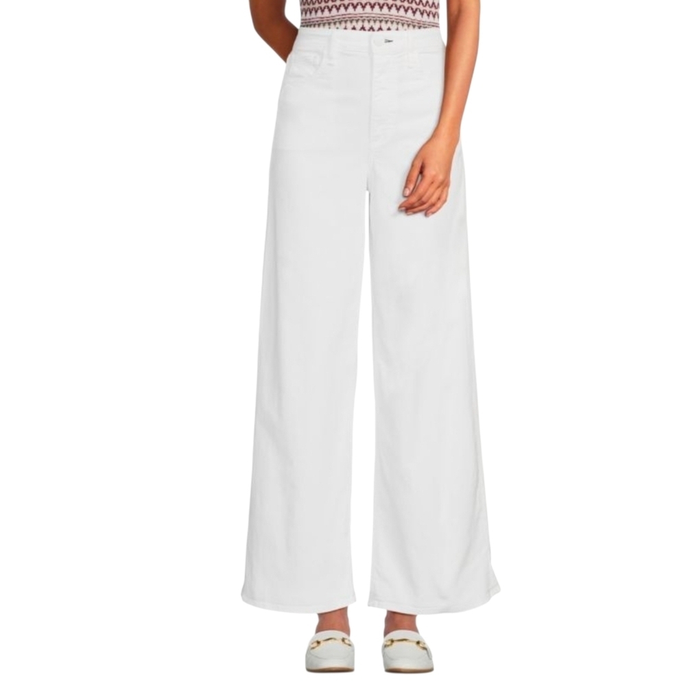 rag & bone Bright White Serena Wide Leg Jeans - Size 34